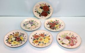 Set of Six Franklin Mint Rose Plates