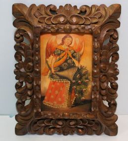 Painted Archangel in Carved Frame