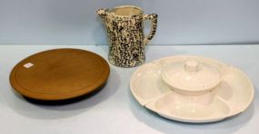 Ceramic Chip/Dip, Lazy Susan & Spongeware Pitcher