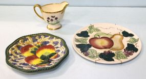 Fritz and Floyd Plate, Apple and Pear Plate & Homer Laughlin Creamer