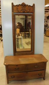 Oak Dresser with Tall Beveled Mirror