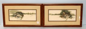 Pair Limtied Edition Duck Prints Signed