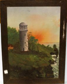 The Lighthouse by the Sea signed Ben 1934