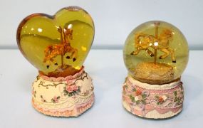 Two Musical Paperweight Carosels