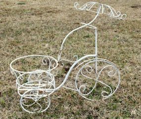 White Wrought Iron Tricycle Planter