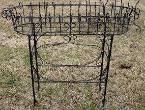 Black Oval Wrought Iron Planter