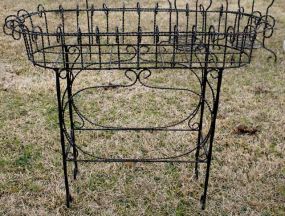 Black Oval Wrought Iron Planter