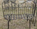 Black Curved Wrought Iron Bench