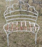 White Wrought Iron Small Bench 