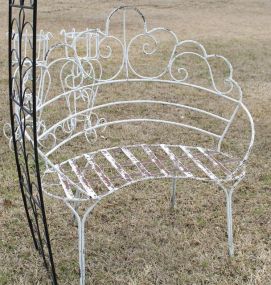 White Wrought Iron Bench