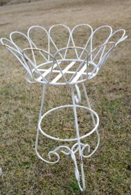 White Round Wrought Iron Planter