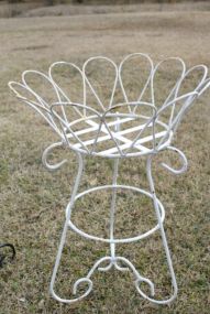 White Round Wrought Iron Planter