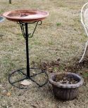 Iron Based Bird Feeder and Pottery Planter