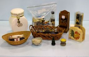 Porcelain Coffee Container, Baskets, Picks, Cork Screws, and Match Box