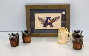 Auburn Mug, Four Cups, and Stitchwork 