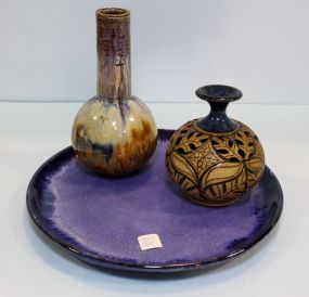 Pottery Dish and Pottery Vases
