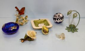 Paperweight, Cobalt Bowl, Ashtray, Bisque Bird, Flowers