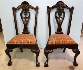 Pair of Mahogany Carved Chippendale Side Chairs