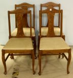 Set of Four Oak T-Back Chairs