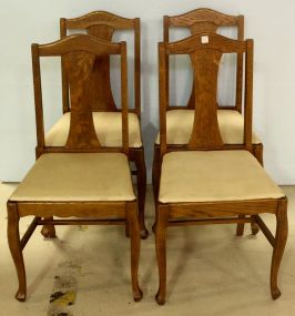 Set of Four Oak T-Back Chairs