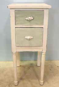 White Painted Two Drawer Nightstand