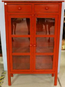 Red Two Doors Under Two Drawer Cabinet