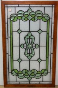 Green and Clear Beveled Glass Stained Window 
