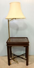 Mahogany Side Table with Lamp