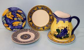 Handpainted Pitcher and Plates