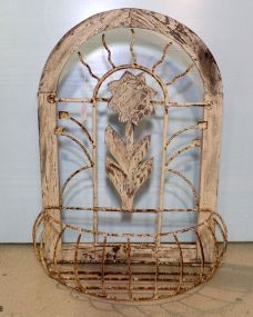 Wood and Wrought Iron Daisy Wall Basket