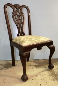 Reproduction Mahogany Hand Carved Chippendale Style Side Chair