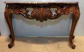 New Carved Rococo Style Marble Top Console Table