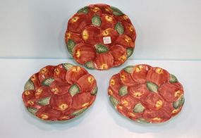 Three Decorative Painted Apple Plates