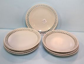 Set of Eight White Porcelain Latticework Plates