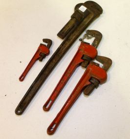 Group of Four Pipe Wrenches 