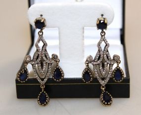 Genuine Sapphire Estate Chandelier Earrings