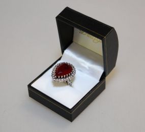 5 Ct. Genuine Ruby Estate Ring with Single Halo Setting