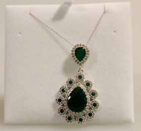 5 Ct. Genuine Emerald Estate Necklace in Royal Setting