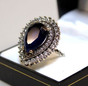5 Ct. Sapphire Estate Ring in Double Halo Setting