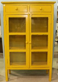 Yellow Glass Door Cabinet
