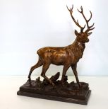 Bronze Elk On Marble Base