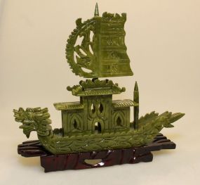Jade Dragon Boat on Stand