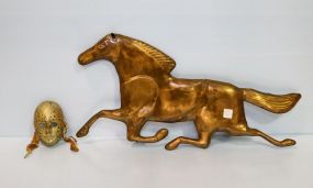 Small Painted Mask & Copper Horse