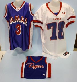 #78 Lamar Jersey, #3 Jersey & Blue White Cheerleader Shirt