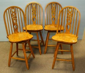 Set of Four Windsor Style Swivel Bar Chairs
