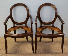 Set of Two Contemporary Medallion Back Arm Chairs