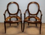 Set of Two Contemporary Medallion Back Arm Chairs