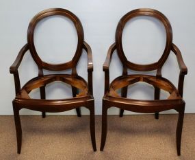 Set of Two Contemporary Medallion Back Arm Chairs