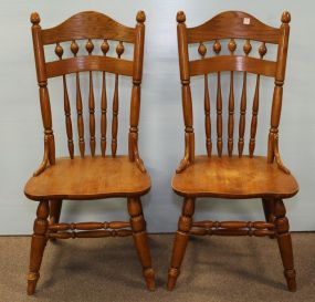 Pair Oak Contemporary Chairs
