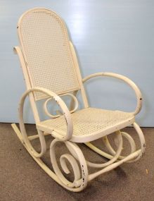 Painted Bentwood Rocker with Cane Seat